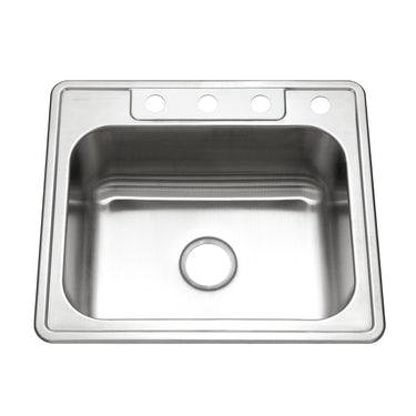 Houzer Glowtone 25 inch Stainless Steel Drop-in Topmount Single Bowl Deep Kitchen Sink with Strainer